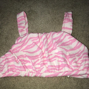 Zara Kids Size 13-14‎ Crop Top Tank Pink White NWT